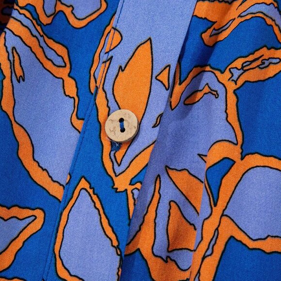 Multicolor Casual Women's Floral Print Batwing Sleeve Buttoned Loose Fit Shirt - Picture 2 of 10